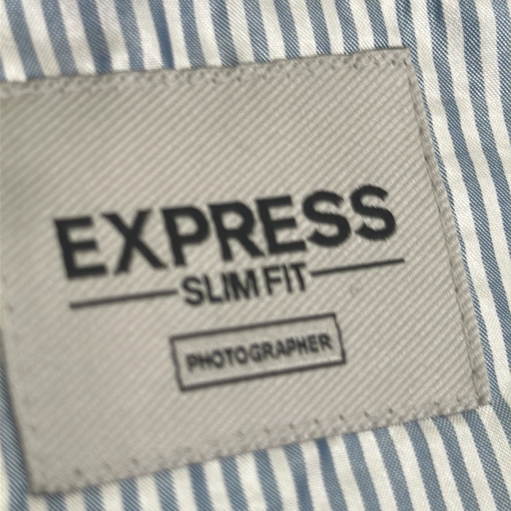 Express men's blue slim fit sport coat blazer size 44R office career - Picture 10 of 11